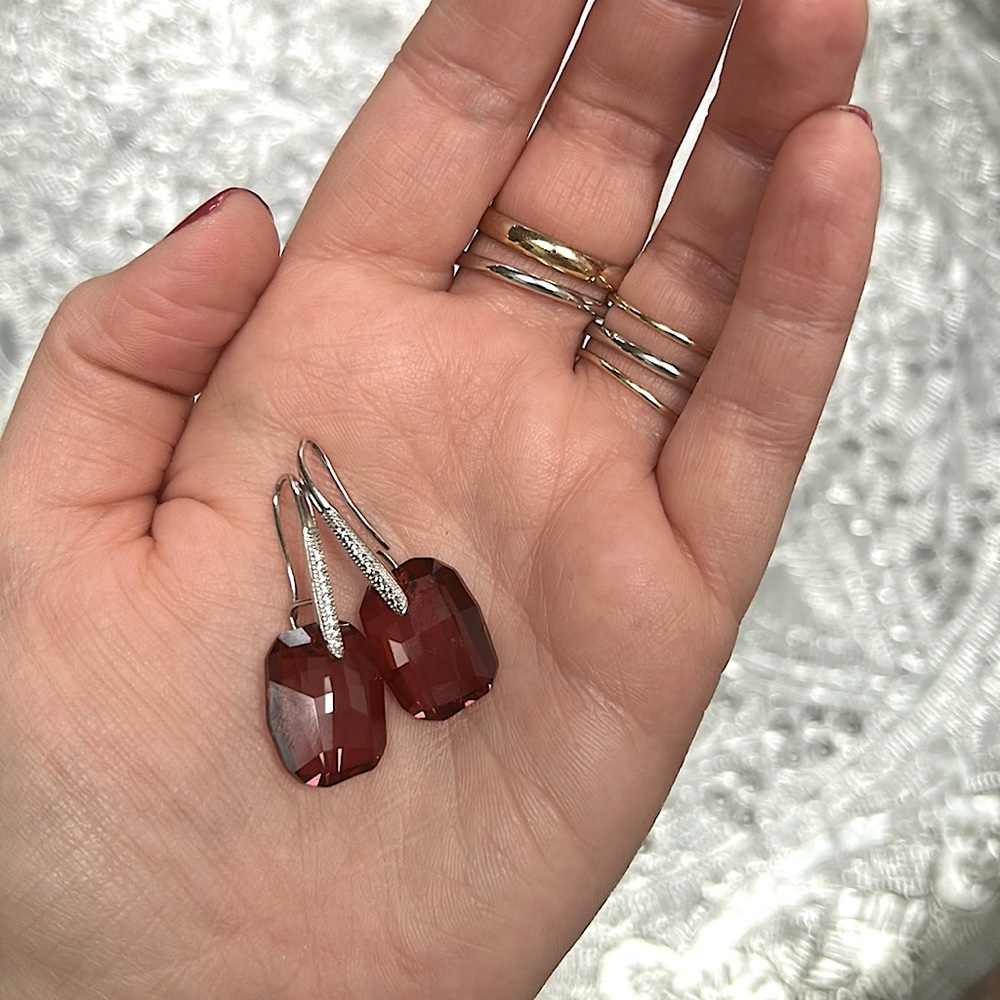 Red Crystal Drop Earrings